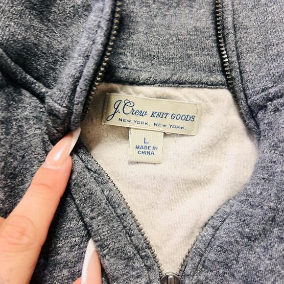 J Crew Mens Gray Quarter Zip Crew Neck Knit Goods SweatShirt L - Picture 4 of 4